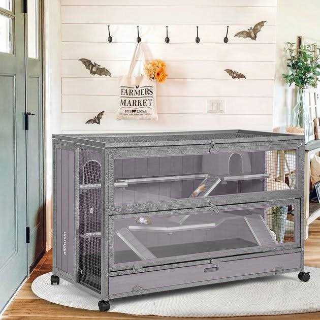 Wooden Hamster Cage Guinea Pig Cage with Iron Frame G238905
