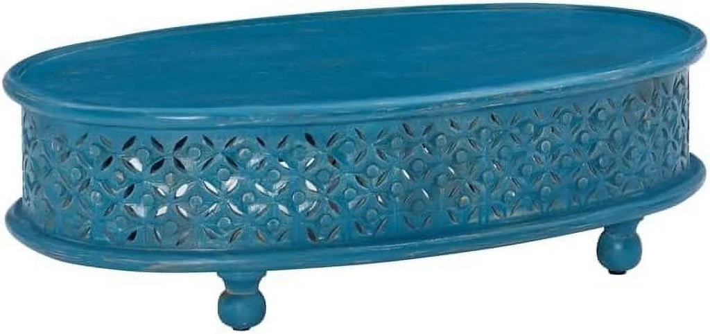 Blue Oval Wood Coffee Table G721