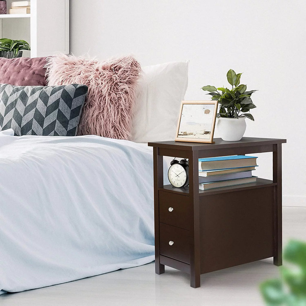 Wooden End Table with Drawer and Storage Shelf P92146