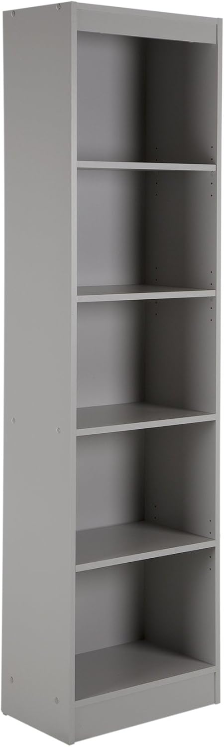Pure White 5-Shelf Narrow Bookcase M2580