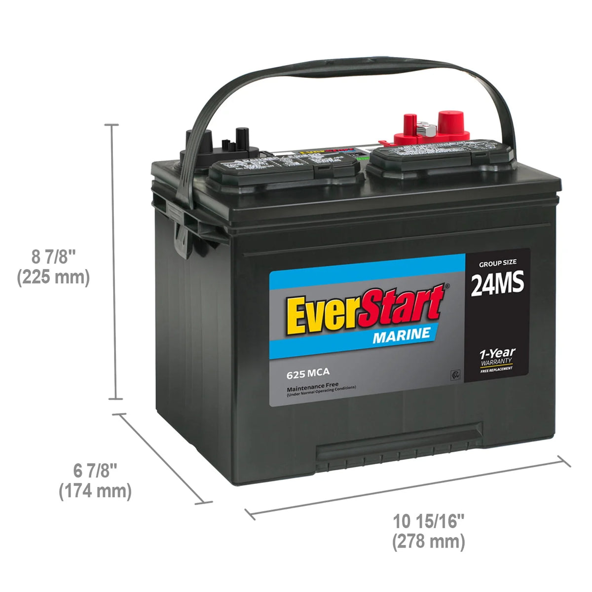 Lead Acid Marine Starting Battery Group Size 24MS 12 Volt 1000 MCA V45406