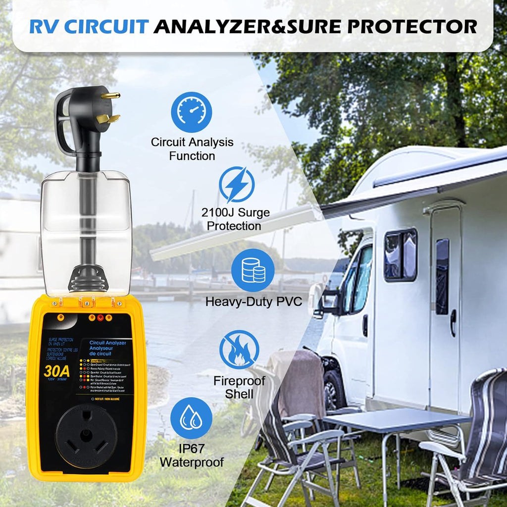 RV Surge Protector 30 Amp with Waterproof Cover, Pack of 2 E69487