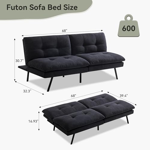 Faux Leather Memory Foam Convertible Futon Sofa Bed X671
