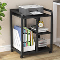 3-Tier Wood Rolling Printer Cart with Storage Shelves E861