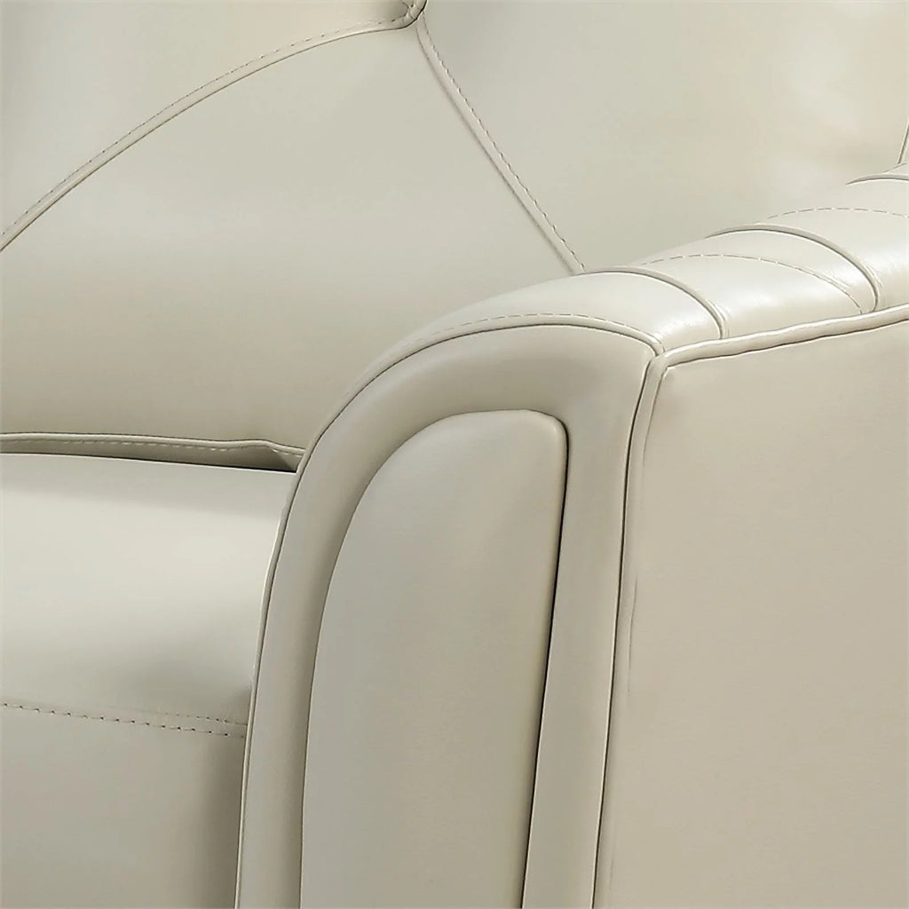 Tufted Leather Sofa In Ivory V585