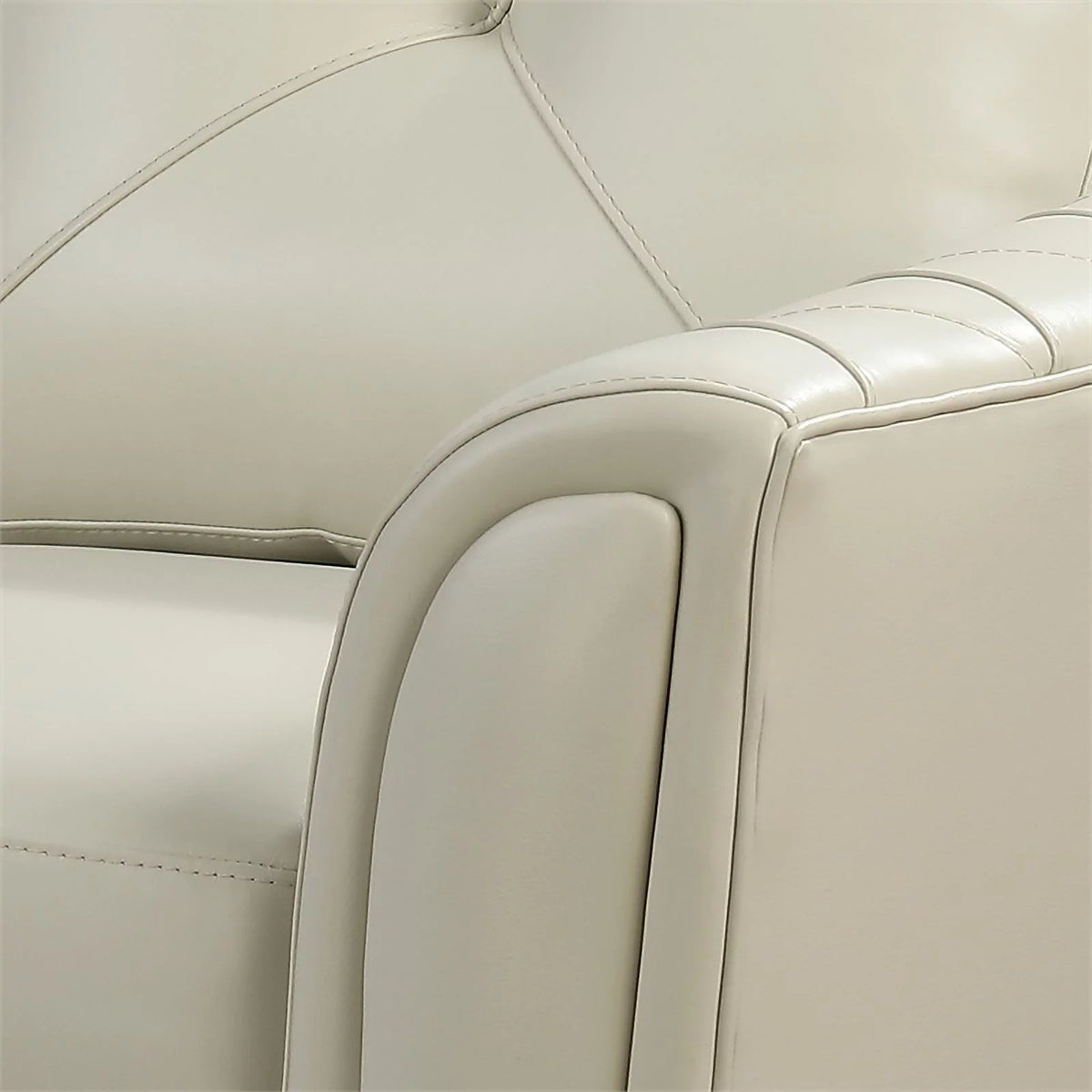 Tufted Leather Sofa In Ivory V585