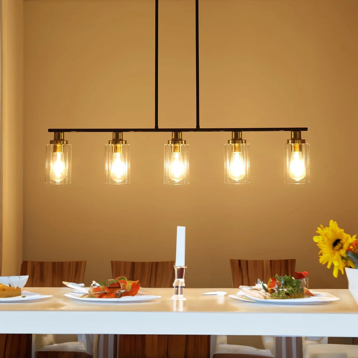 5 Lights Clear Glass Shade Island Light C483978