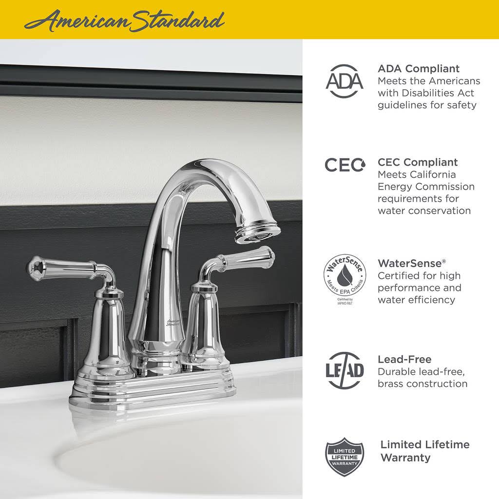 Polished Chrome Centerset Bathroom Faucet with Pop-Up Drain C818837