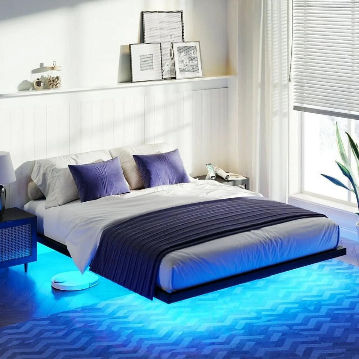 Queen Size LED Metal Platform Bed Z2383