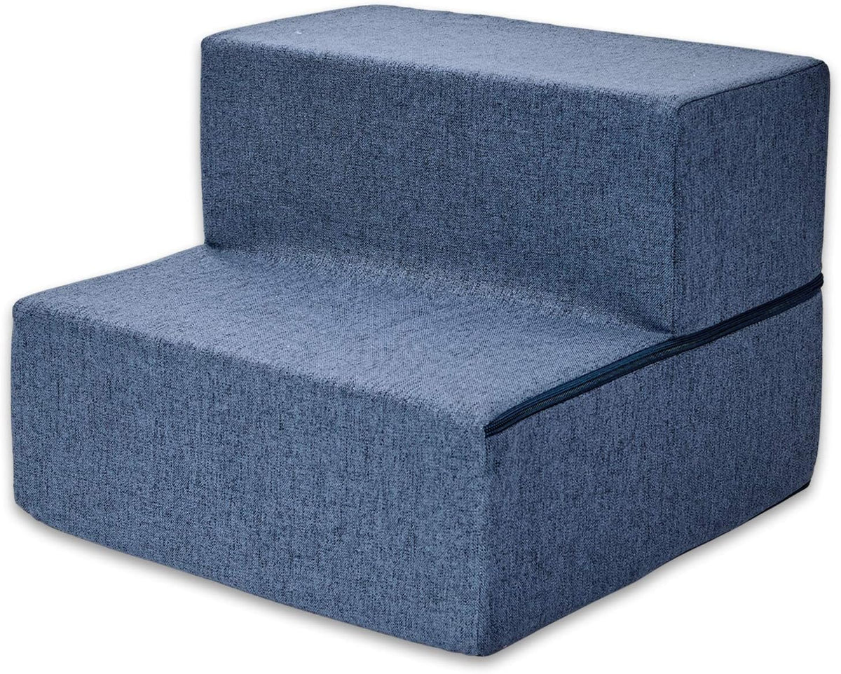 Ash Gray Linen 3-Steps Pet Stairs Pack of 2 D152035