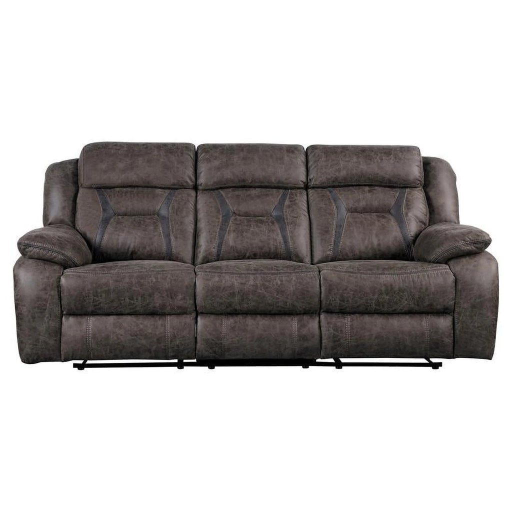 Dark Brown Microfiber Double Reclining Sofa Y923
