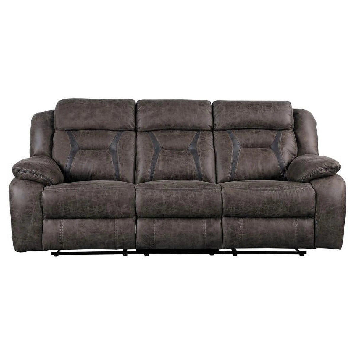Dark Brown Microfiber Double Reclining Sofa Y923