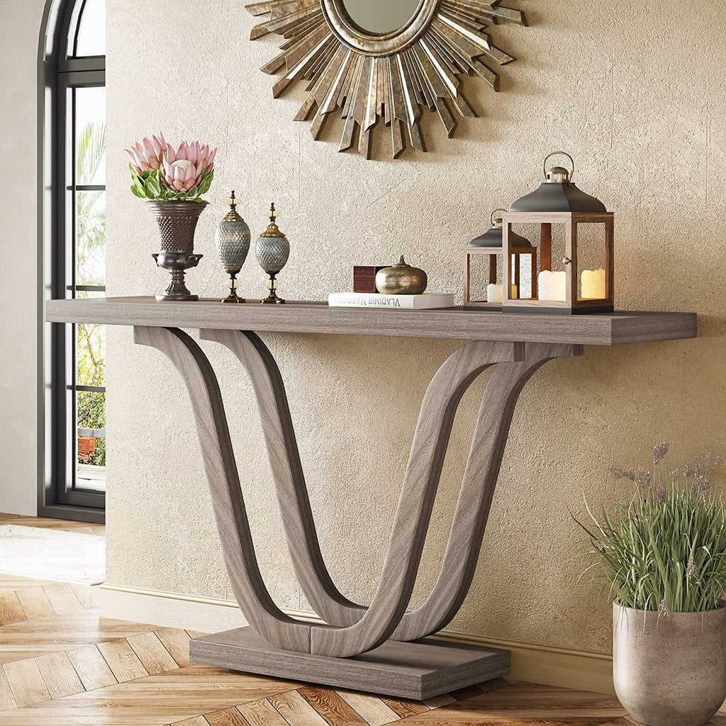 55-inch Grey Wood Rustic Console Table W45090