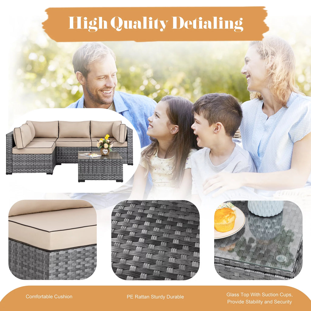 7 Piece Wicker Outdoor Sectional Sofa Set Y545