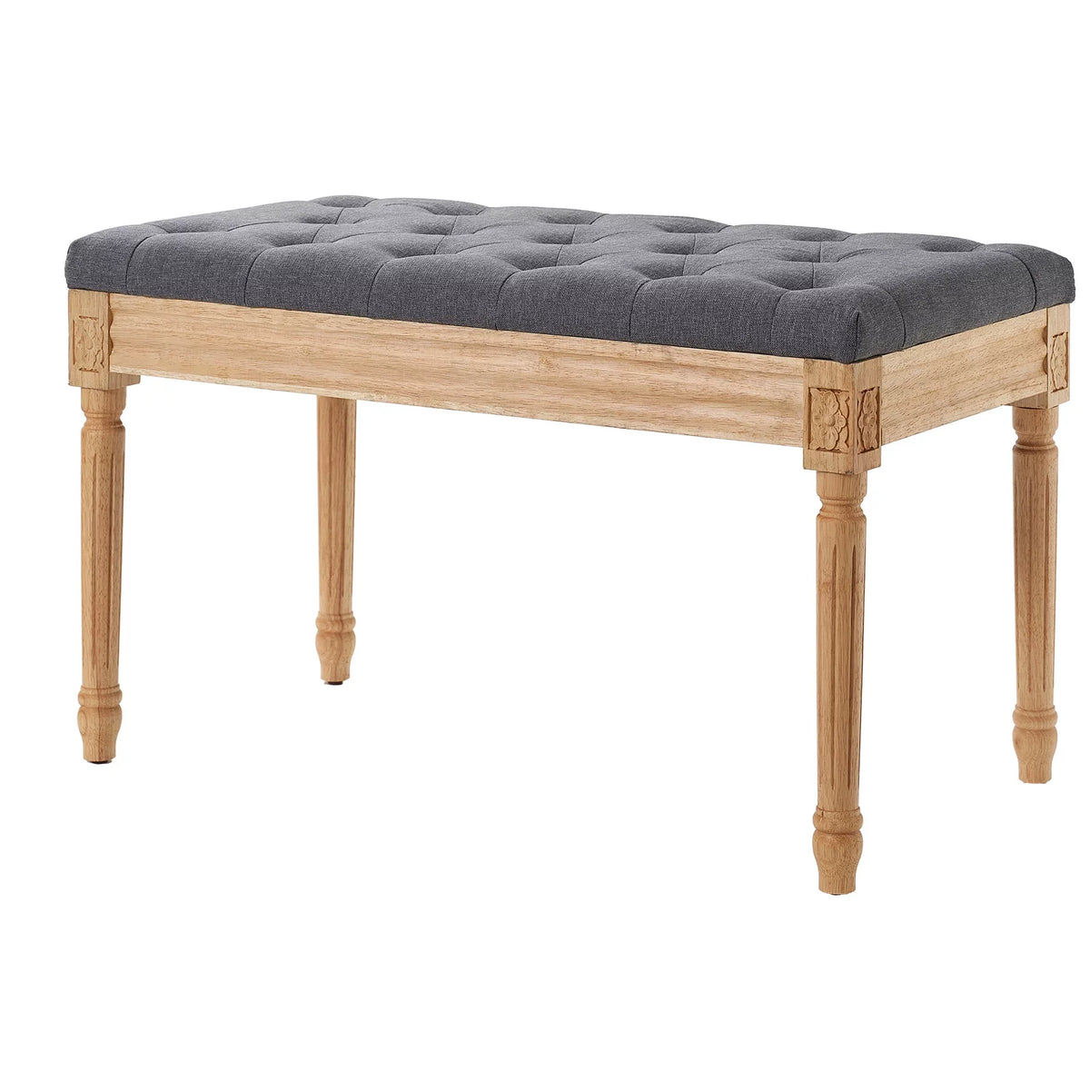 16" Upholstered Ottoman Bench Gray C888415