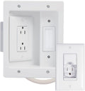 White Recessed In Wall TV Power Cable Management Kit, Pack of 2 C634