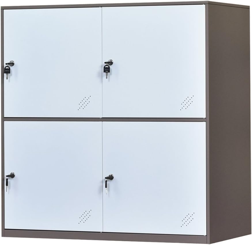 White Metal Storage Cabinet with Doors and Lock Z920218