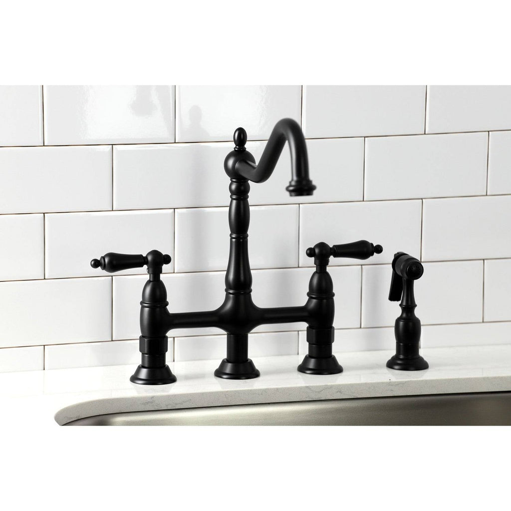 Antique Brass Kitchen Faucet with Brass Sprayer V6413