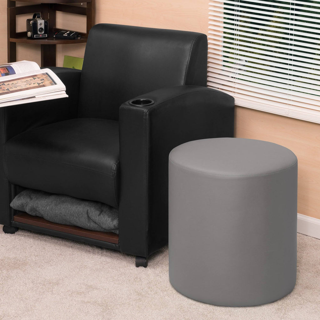 Naval Blue Round Ottoman Z388
