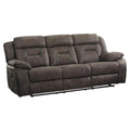 Dark Brown Microfiber Double Reclining Sofa Y923