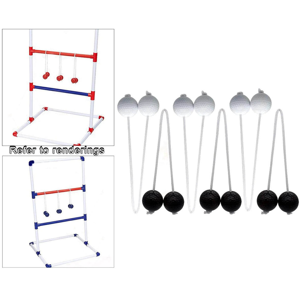 Ladder Throwing Game Outdoor Lawn Yard Beach Game Black and White V5194