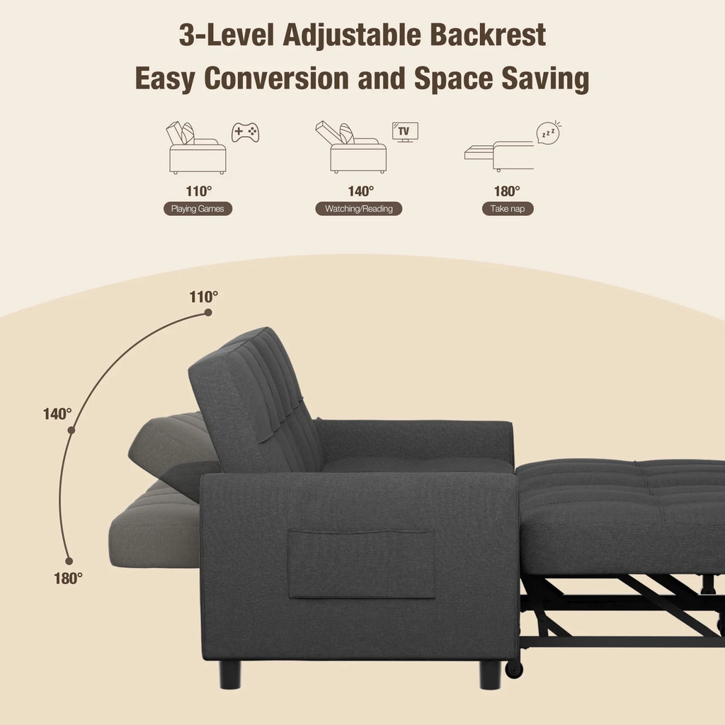 Gray Convertible Sofa Bed E18256