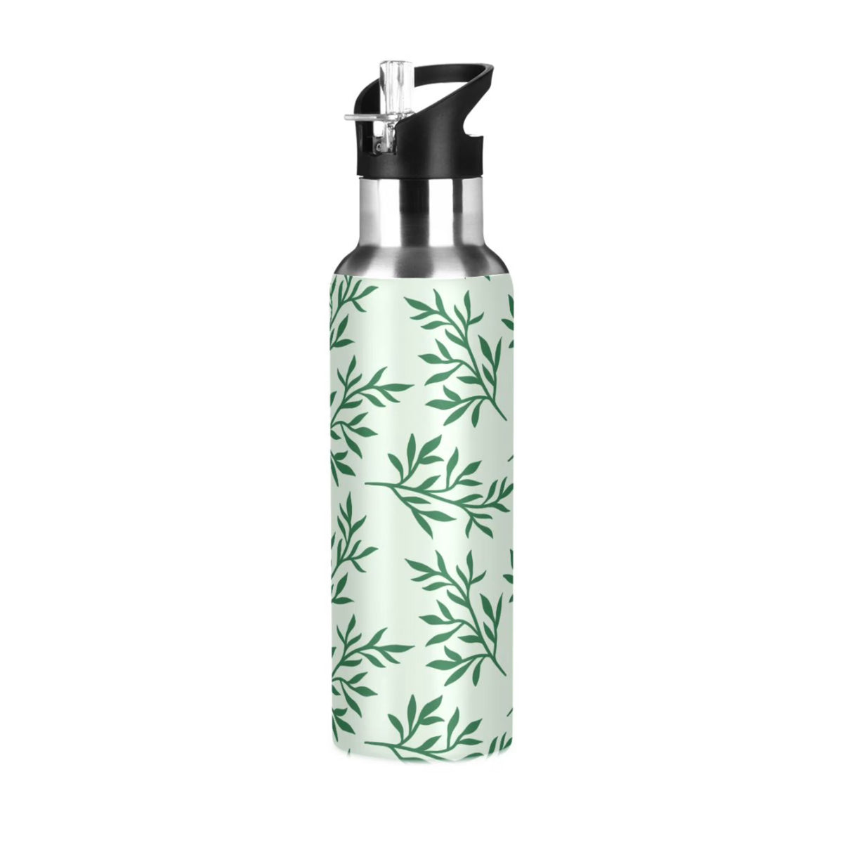Green Stainless Steel Insulated Water Bottle with Straw Lid A39564