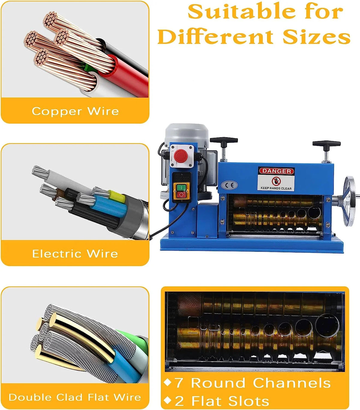 Automatic Wire Stripping Machine for 0.06" -1.5", 75 ft/min, with Extra Manual Crank S3403