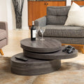 Oval Rotating Wood Coffee Table E534