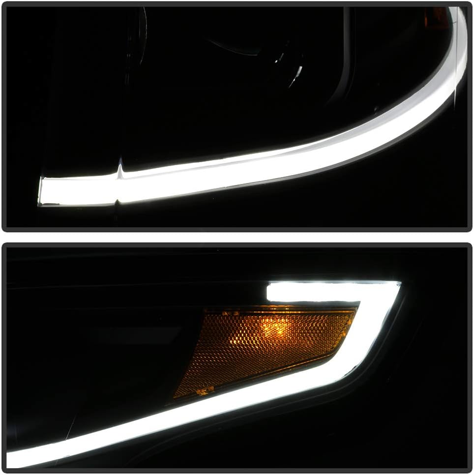Black Housing Smoked Lens LED Tube Dual Projector Headlights G92478