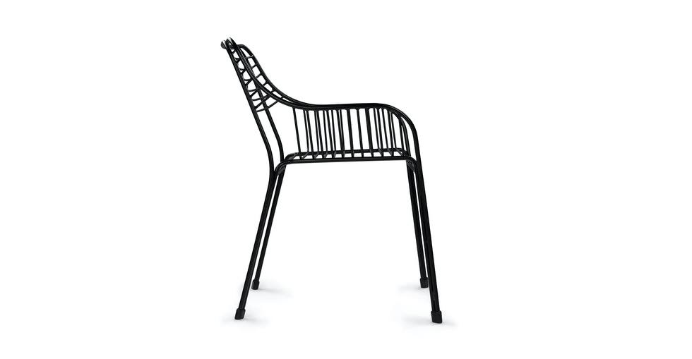 Black Outdoor Dining Armchairs Metal Frame Q239911