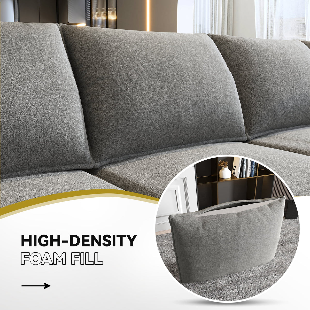 Grey U Shaped Sectional Sofa with Storage Ottomans U86738