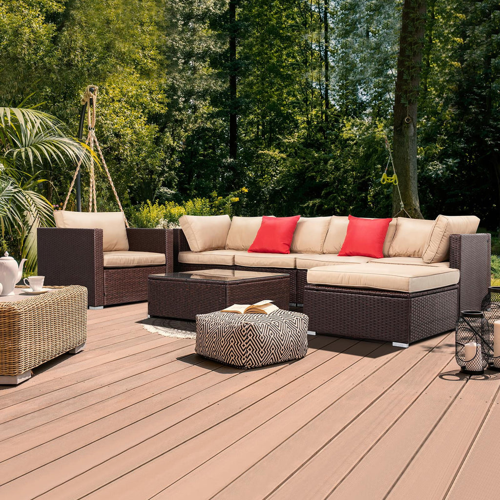 7 Pc Rattan Wicker Sofa Set Z4161
