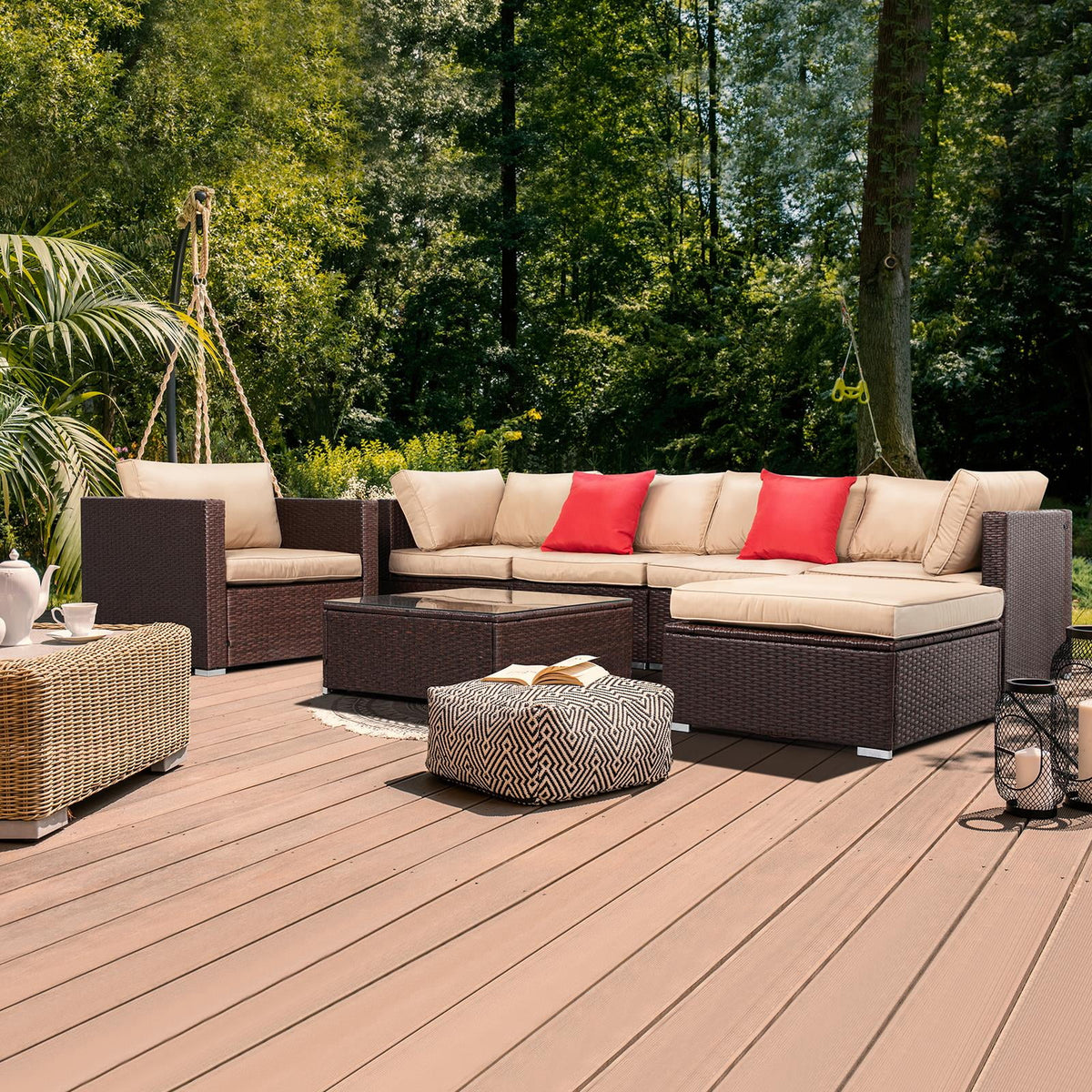 7 Pc Rattan Wicker Sofa Set Z4161