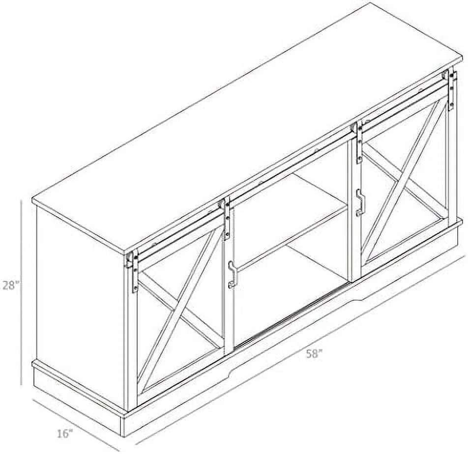 TV Stand Cabinet with Sliding Barn Doors and Adjustable Shelves C3721