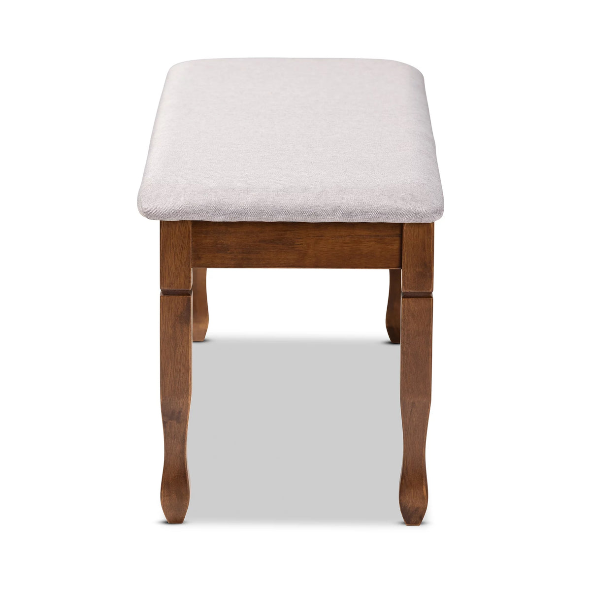 Grey Fabric Upholstered Walnut Brown Wood Dining Bench U8904