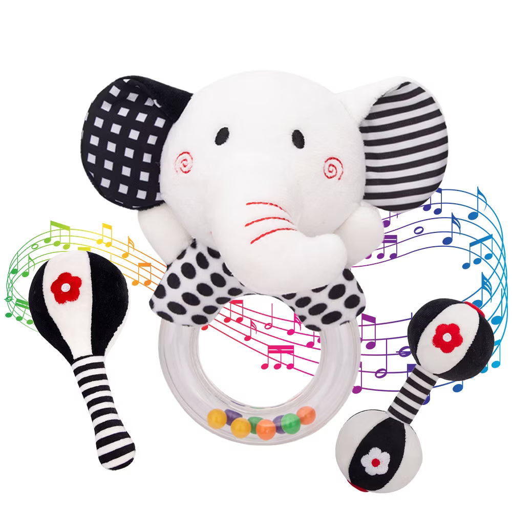 3Pcs Black & White Baby Rattles Set R5221