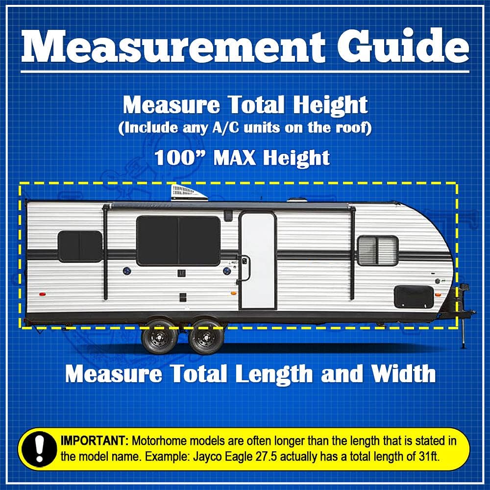 Gray RV Motorhome Travel Trailer Cover, Fits Length 30'-33' D757482