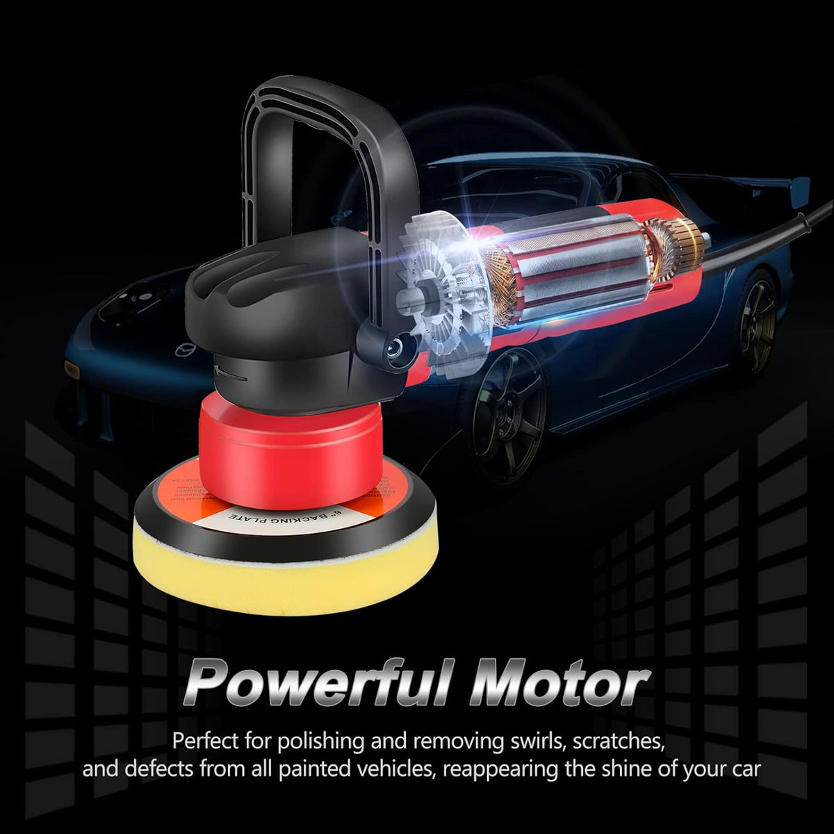 5/6 Dual Action Polisher with 6 Variable Speed, 5” & 6” Foam Pads 4pcs Z45633