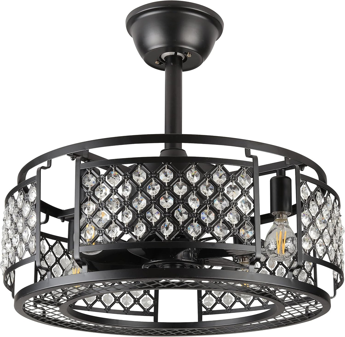 Black Industrial Caged Ceiling Fan with Remote Control X60005