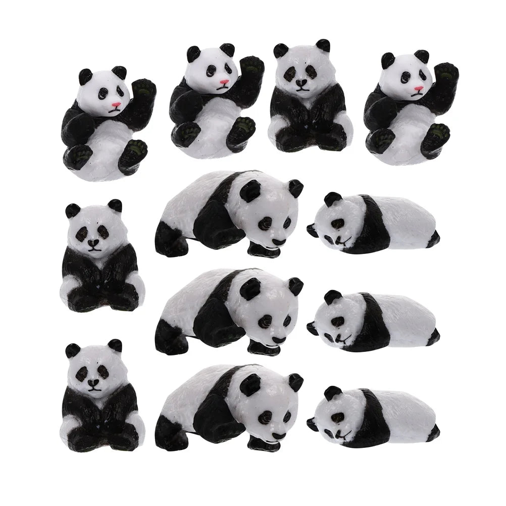 12Pcs Miniature Panda Dolls O6162