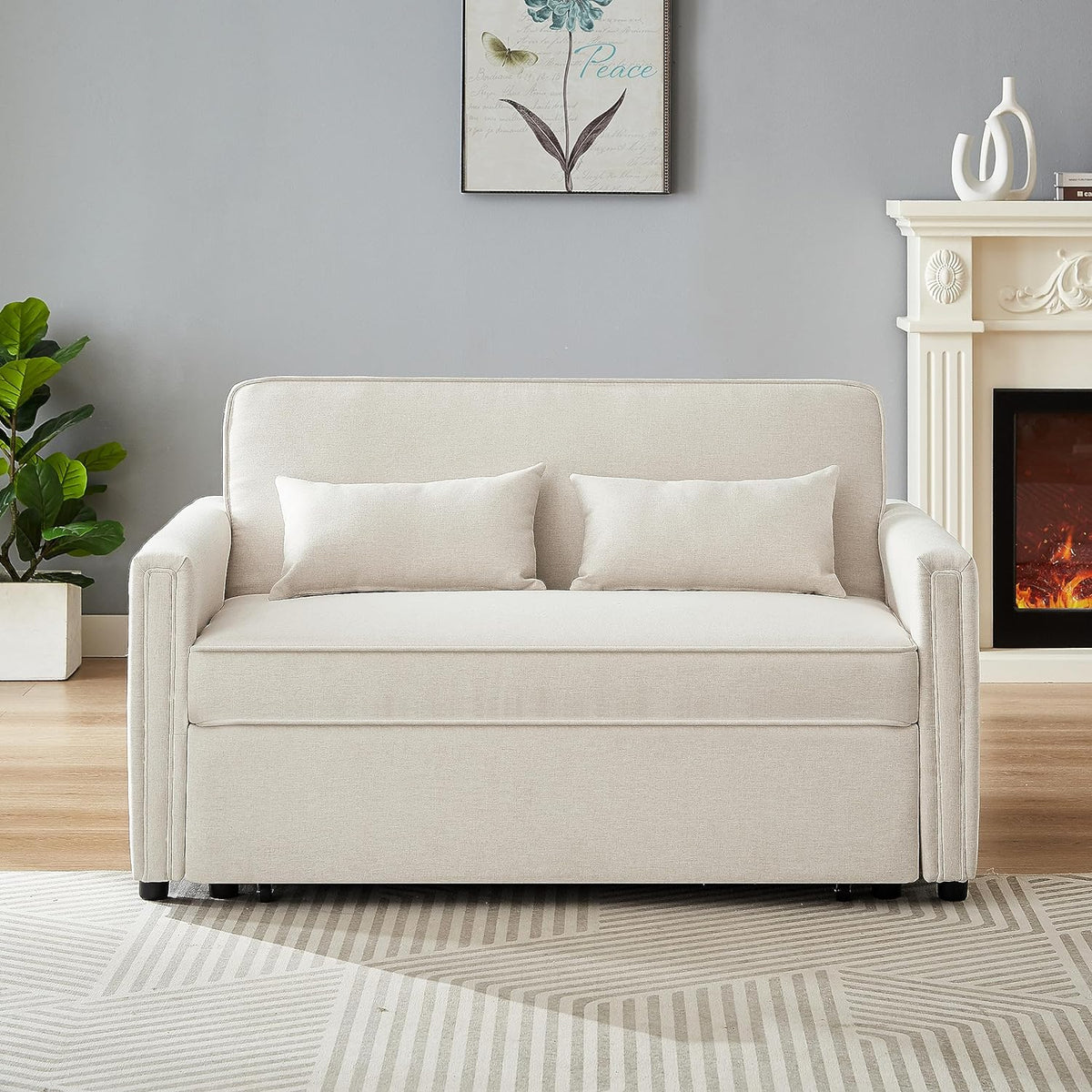 2 Seater Sleeper Sofa Bed with 2 Lumbar Pillows M81530