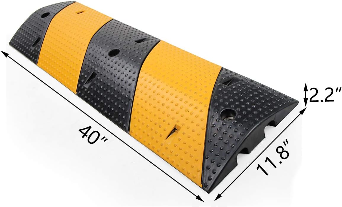 2 Channel Heavy Duty Rubber Speed Bumps with 3 Bolts, Pack of 2 L5244