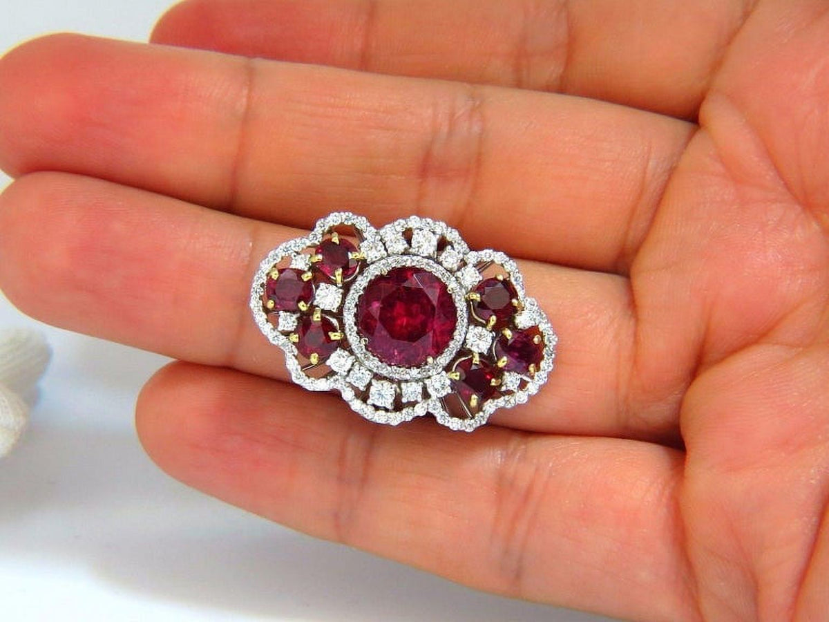 8.03CT Natural Tourmaline Ruby Diamond Cluster Ring A648165