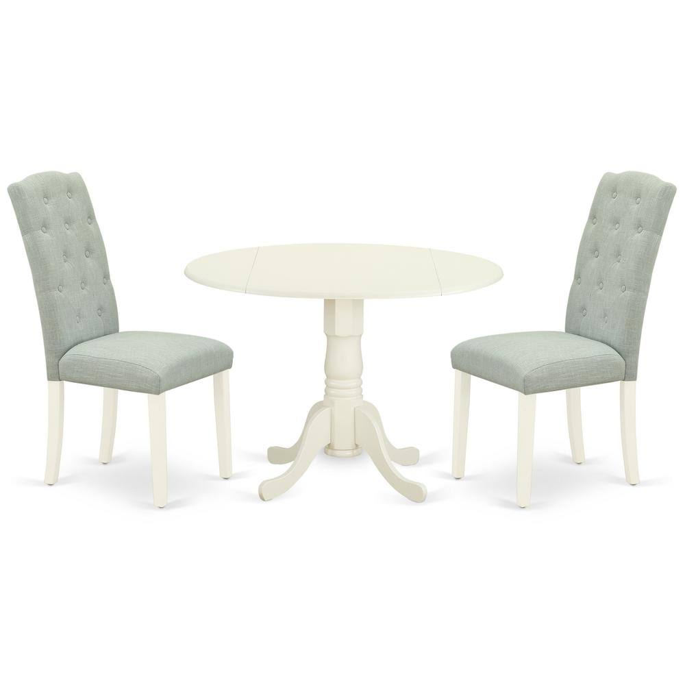 3 Piece Linen White Baby Blue Dinette Set R8001
