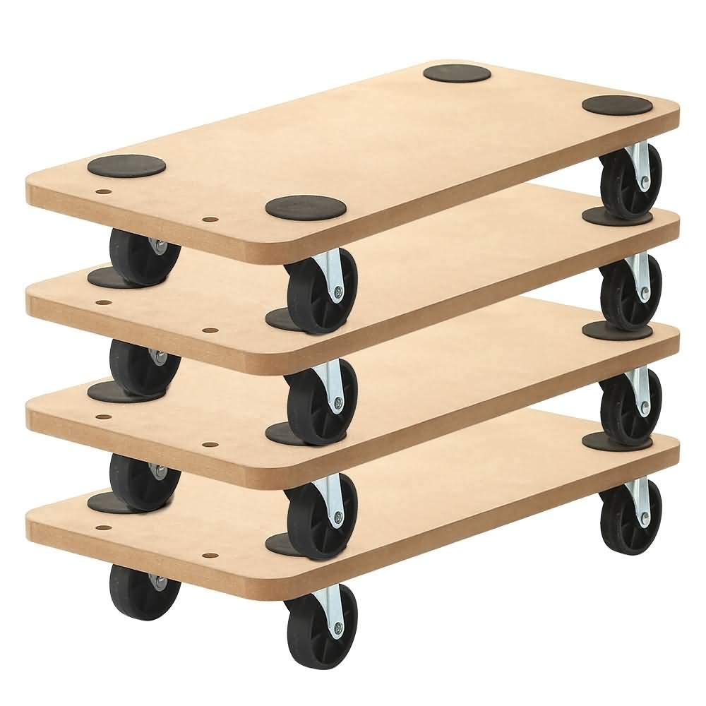 6 Pack Rectangle Wood Platform Furniture Dolly Cart with 3 Inch Wheel L90248
