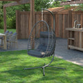 Hanging Egg Chair with Stand Foldable Rattan Wicker 350LBS Capacity E100