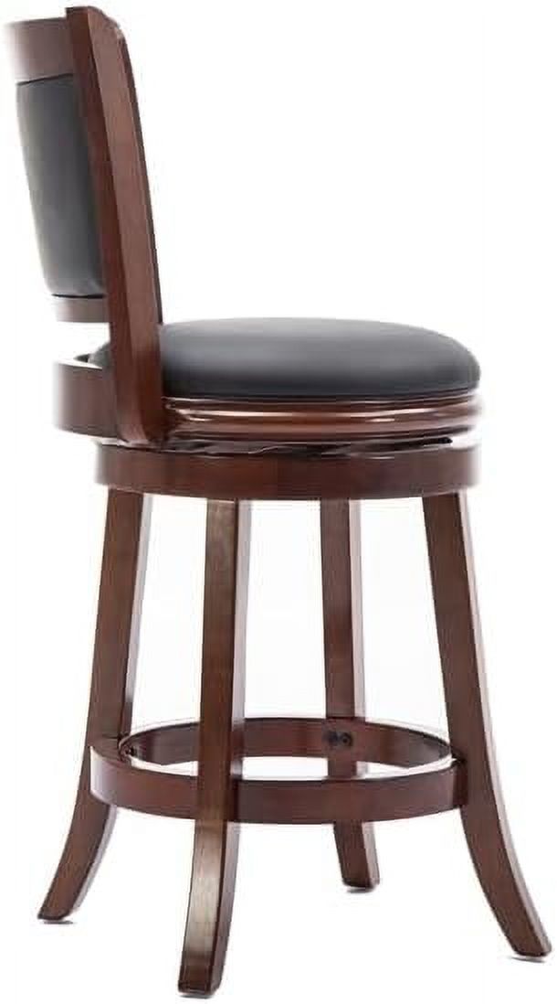 Mid-Century Wood Swivel Stool in Cherry/Black M47683