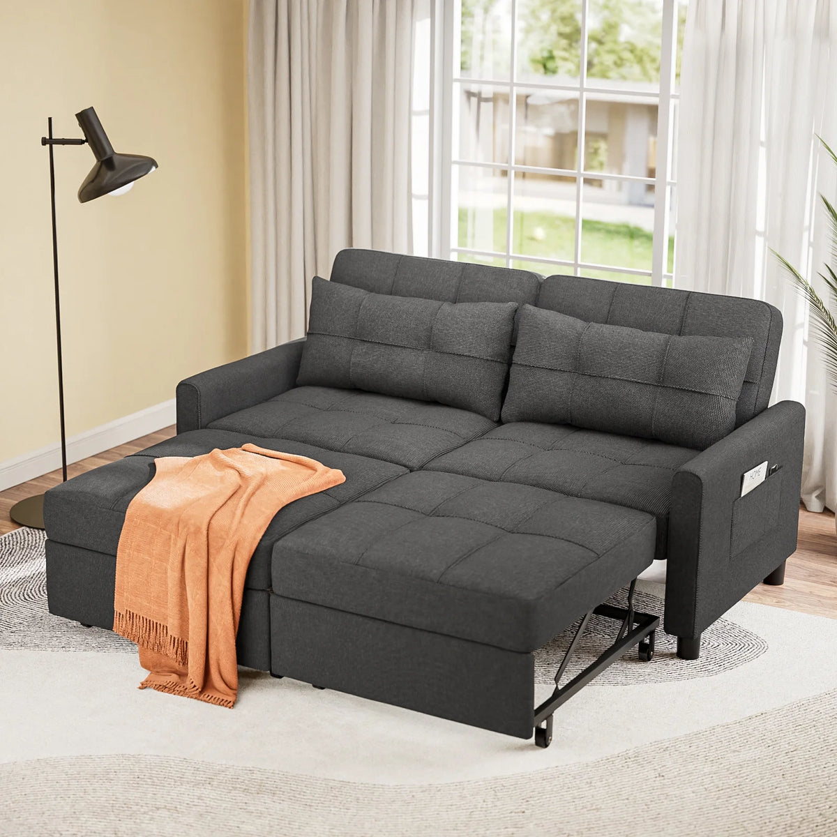 Gray Convertible Sofa Bed E18256