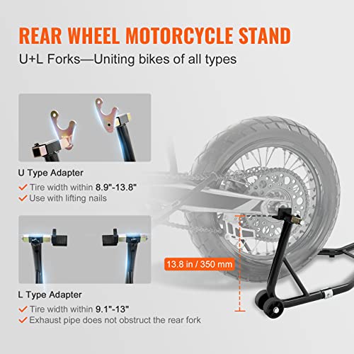 850lbs Motorcycle Stand Lift Front Rear Combo Black N189941